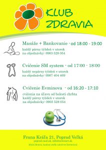 Program Klubu zdravia Poprad - Veľká