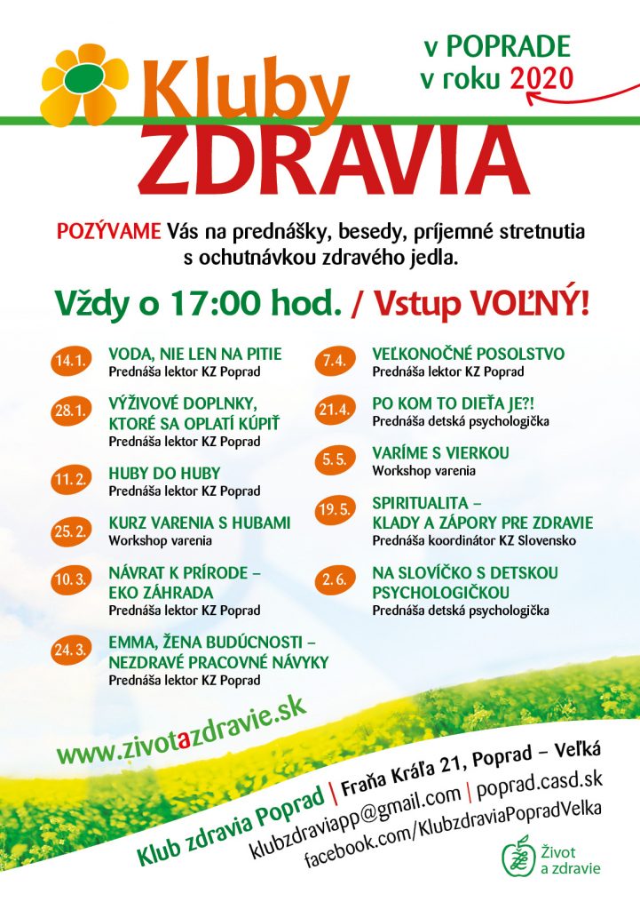 Program Klubu zdravia Poprad